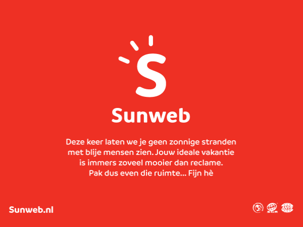 Campagne Sunweb: ruimte om zelf na te denken