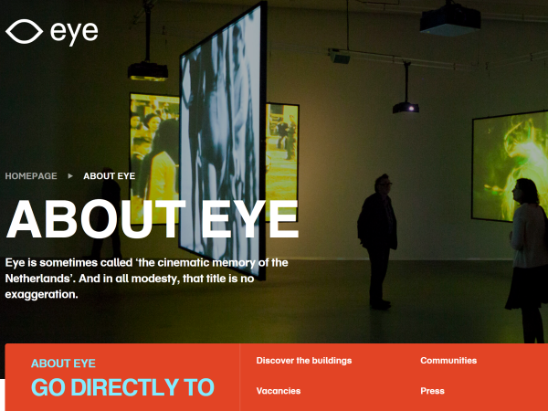 Bravoure met site van Eye Filmmuseum winnaar Silver Lovie en publieksprijs